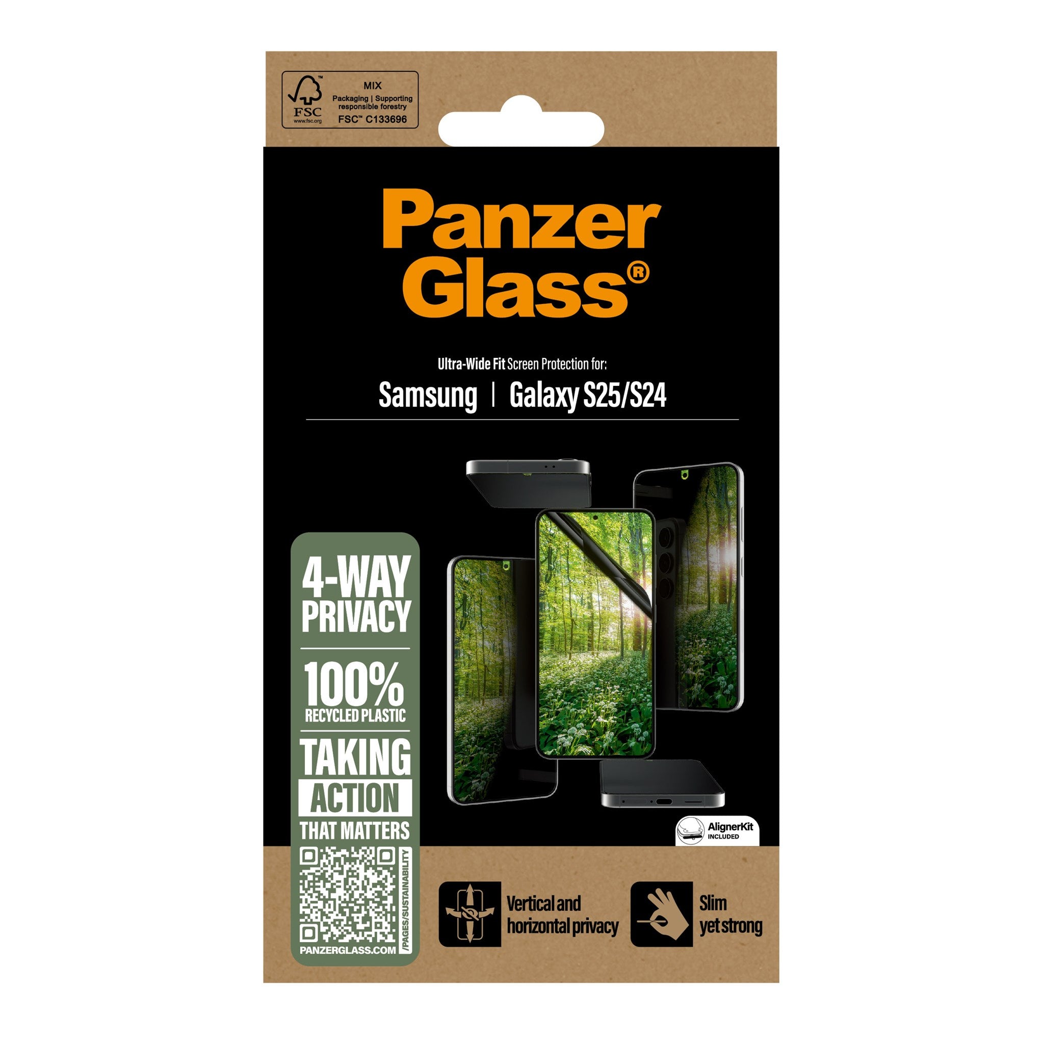 PanzerGlass® ECO MATRIX 4-way Privacy Displayschutz Samsung Galaxy S25 | S24 | Ultra-Wide Fit